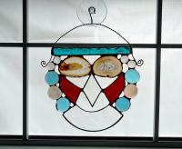 Mixed Media Abstract Stained Glass Face Mask with Crystal Agate Geodes