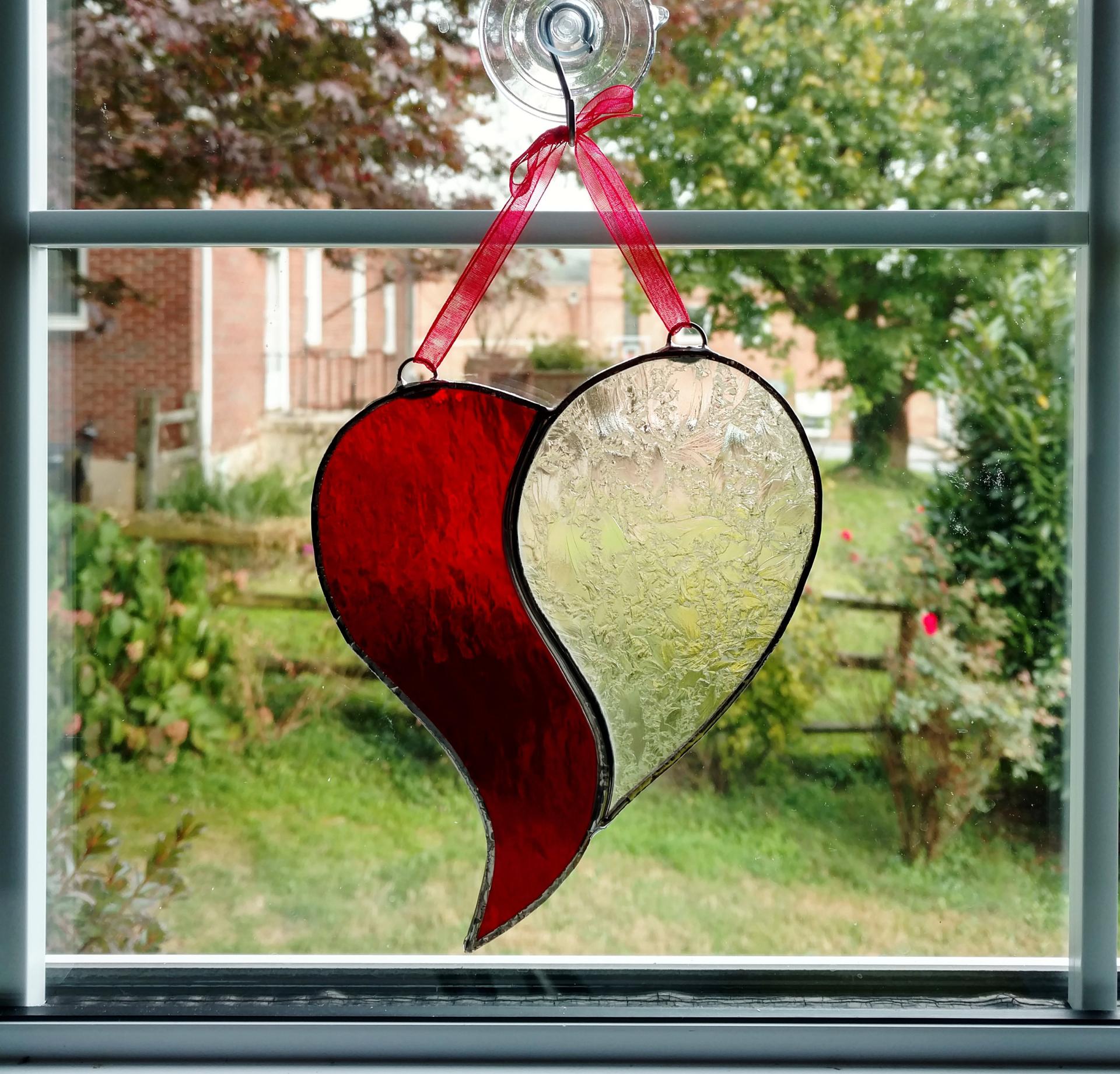 Stained Glass Unity Heart Suncatcher, Custom Colors Available