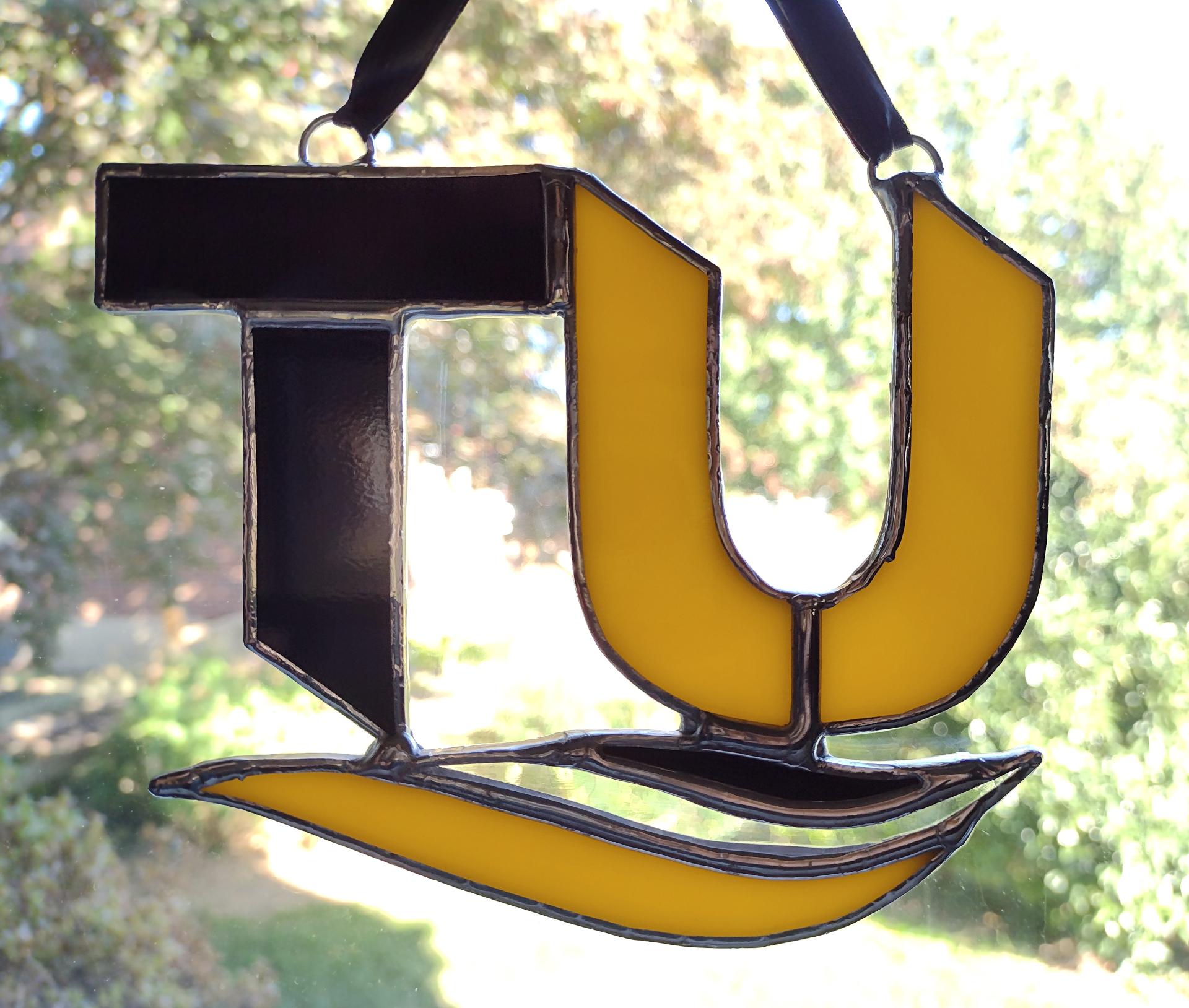 Towson University Stained Glass Suncatcher, TU Logo
