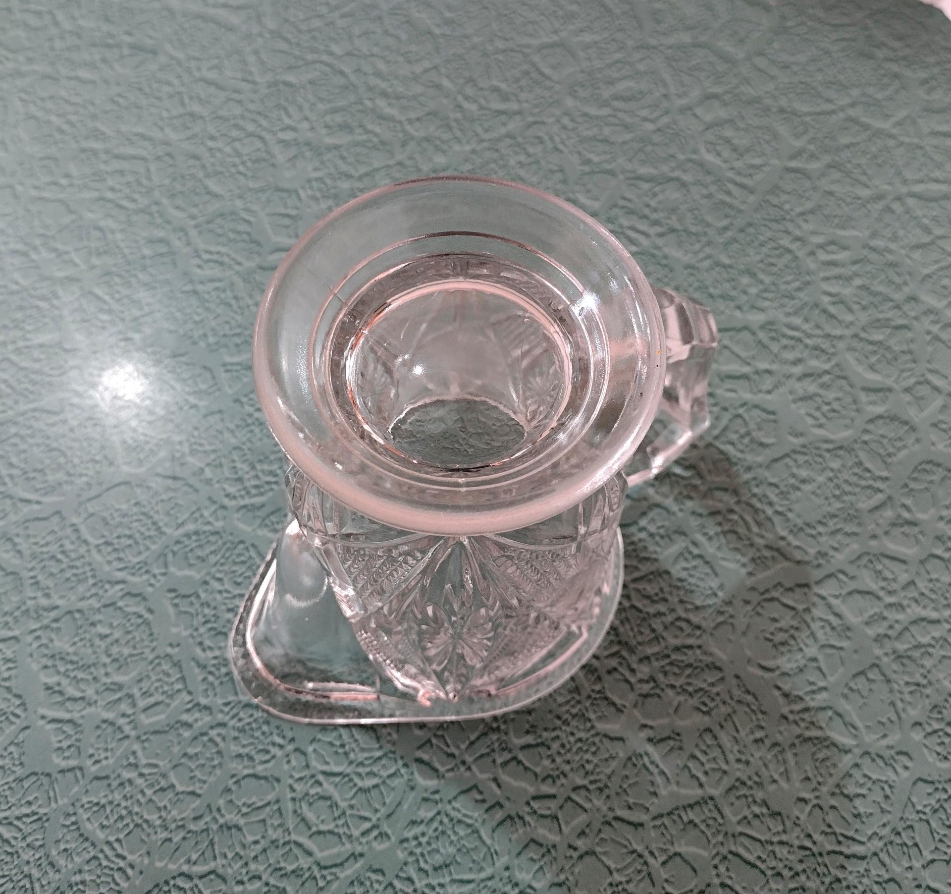 Antique Glass Creamer Pitcher, EAPG Clear Pressed Glass Creamer, Uranium Manganese Glass
