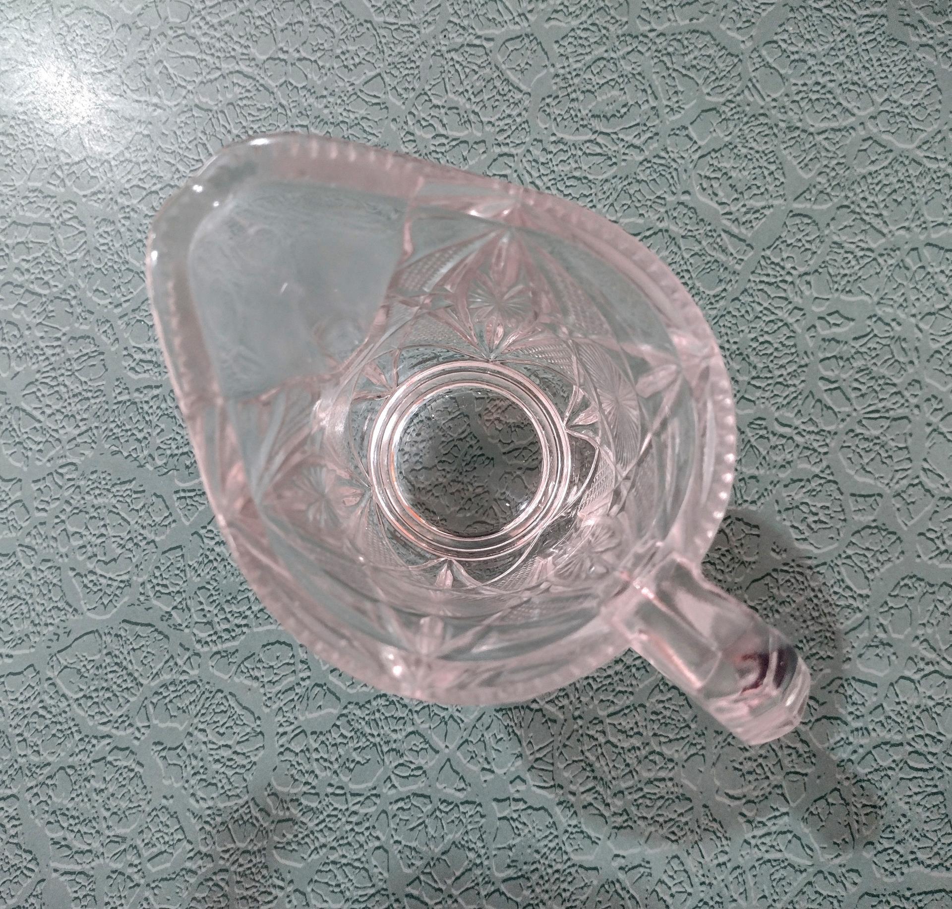 Antique Glass Creamer Pitcher, EAPG Clear Pressed Glass Creamer, Uranium Manganese Glass