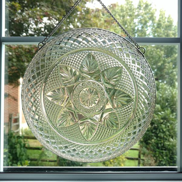 Vintage Glass Plate Window Hanging, Cristal D'Arques Durand Clear