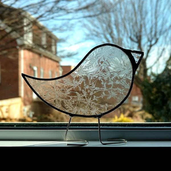 Stained Glass Standing Bird, Clear Glue Chip Glass