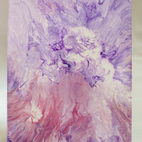 Pink and Purple Floral Abstract Original Acrylic Pour Painting, 8" x 10", Fluid Art Painting