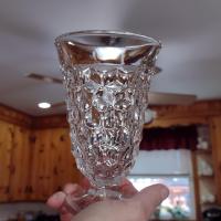 Antique Vintage Fostoria American Clear Footed Iced Tea Glasses, Set of Two, Manganese Depression Pressed Glassware