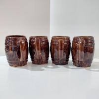 Vintage Blatz Beer Barrel Ceramic Mugs, Set of Four