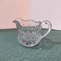 Vintage EAPG Etched Floral Design Open Sugar Bowl And Creamer Set