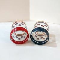 Vintage Blue and Red Gold Rimmed Lowball Glasses, Set of Two