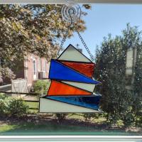 Abstract Geometric Pagoda Stained Glass Suncatcher