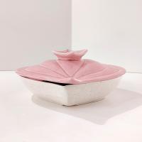 Vintage California Pottery USA Pink Onion Covered Serving Dish