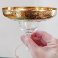 Vintage Glastonbury Lotus Rambler Rose 35 Gold Rimmed Footed Cocktail Glass