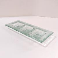 Vintage Recycled Green Glass Three Sectioned Sauce Dish, Sushi Sauce Tray