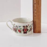 Vintage Marine Foundation Toys for Tots Flat Tea Cups and Saucers, Set of Four, Toy Shop Christmas Tea Set