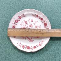 Vintage Woolworths WOW2 Pink Floral Scalloped Salad Dessert Plates, Set of Two