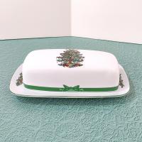 Vintage Yule Tide Ceramic Butter Dish, Georges Briard Holiday Christmas Dinnerware
