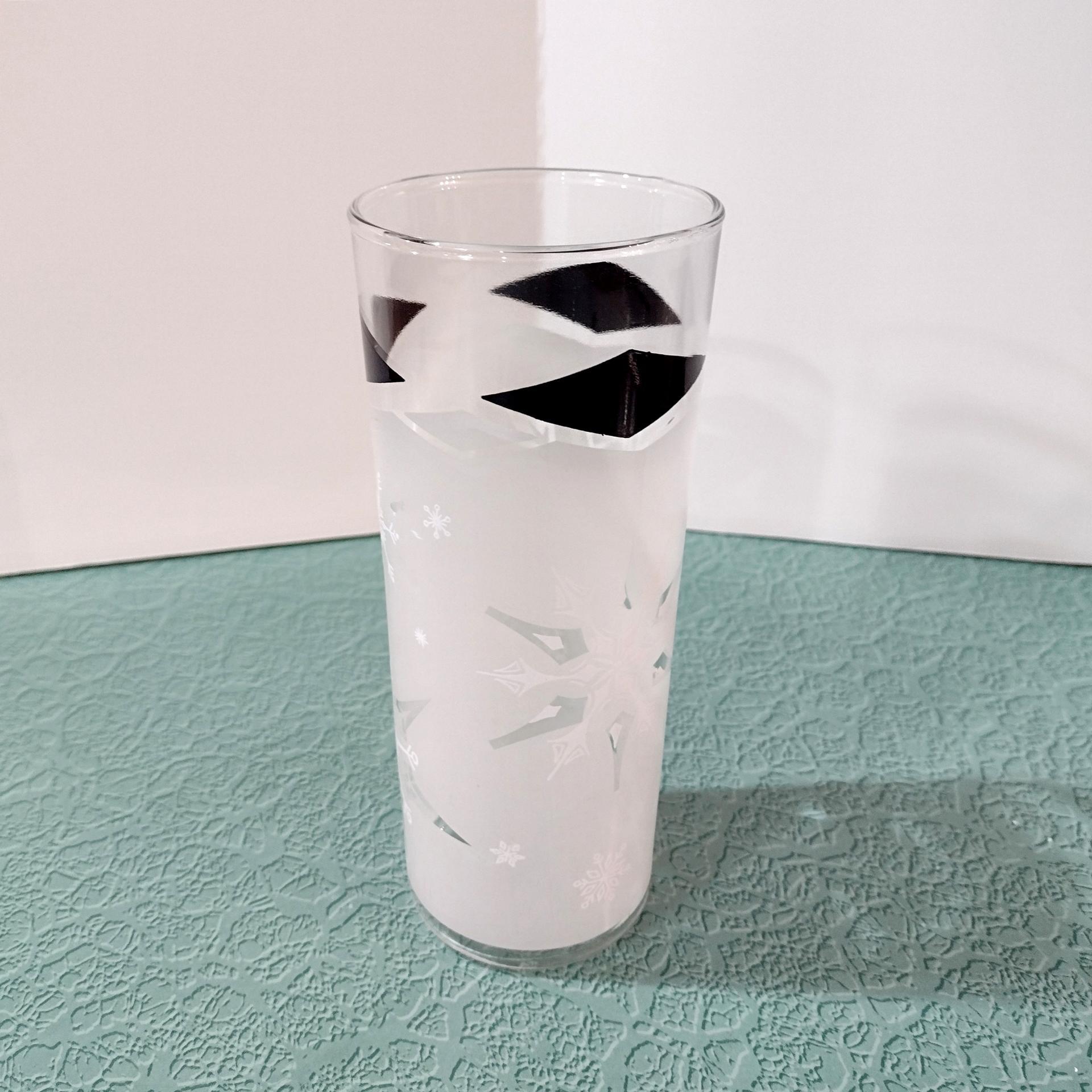 Vintage Anchor Hocking Black and White Atomic Snowflake Highball Glass