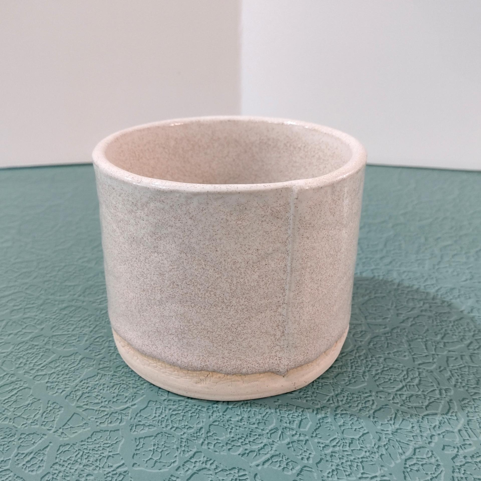 Vintage Ceramic Planter Pot, Beige Glaze Ceramic Small Pot