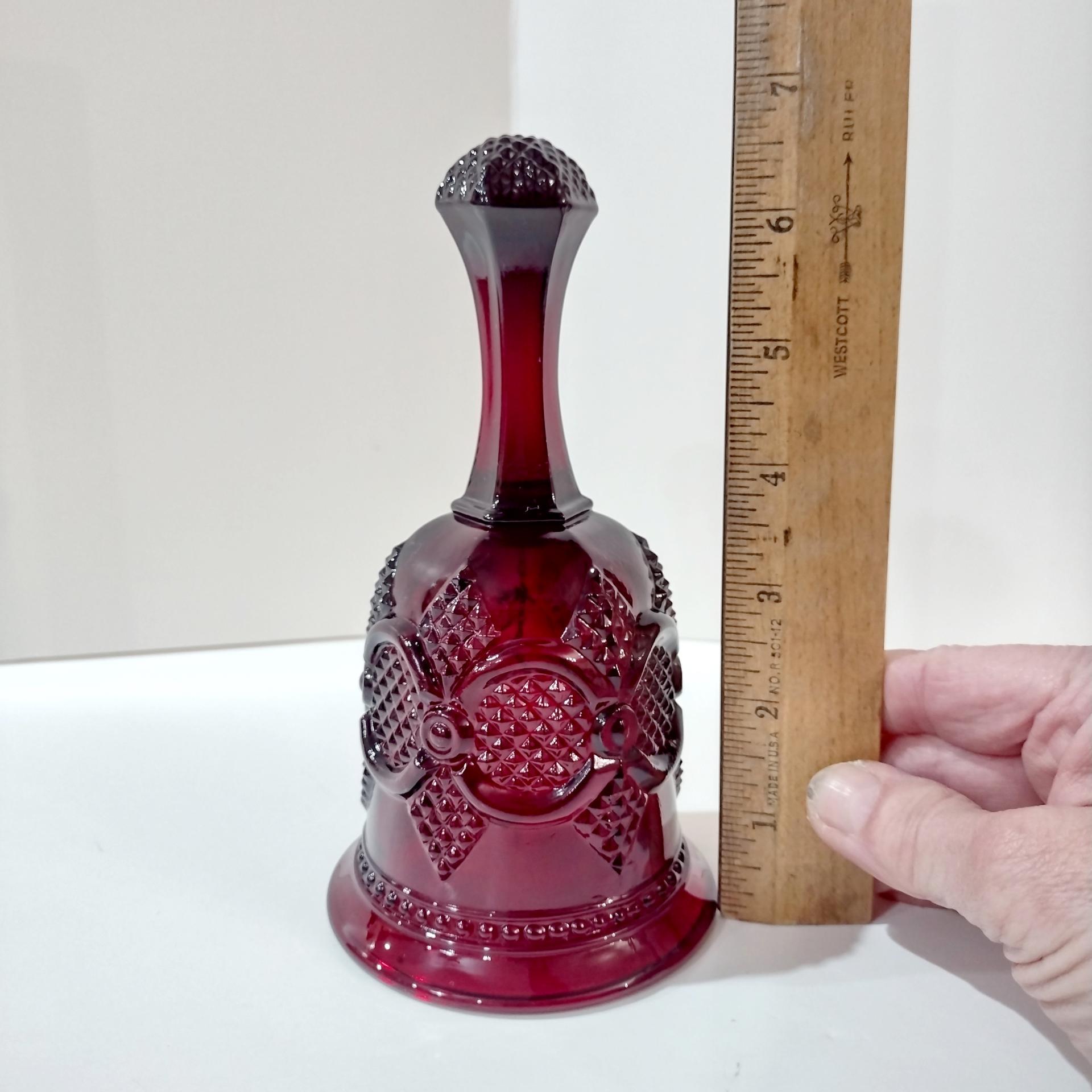 Vintage Avon 1876 Cape Cod Ruby Red Glass Bell, Christmas Holiday Bell