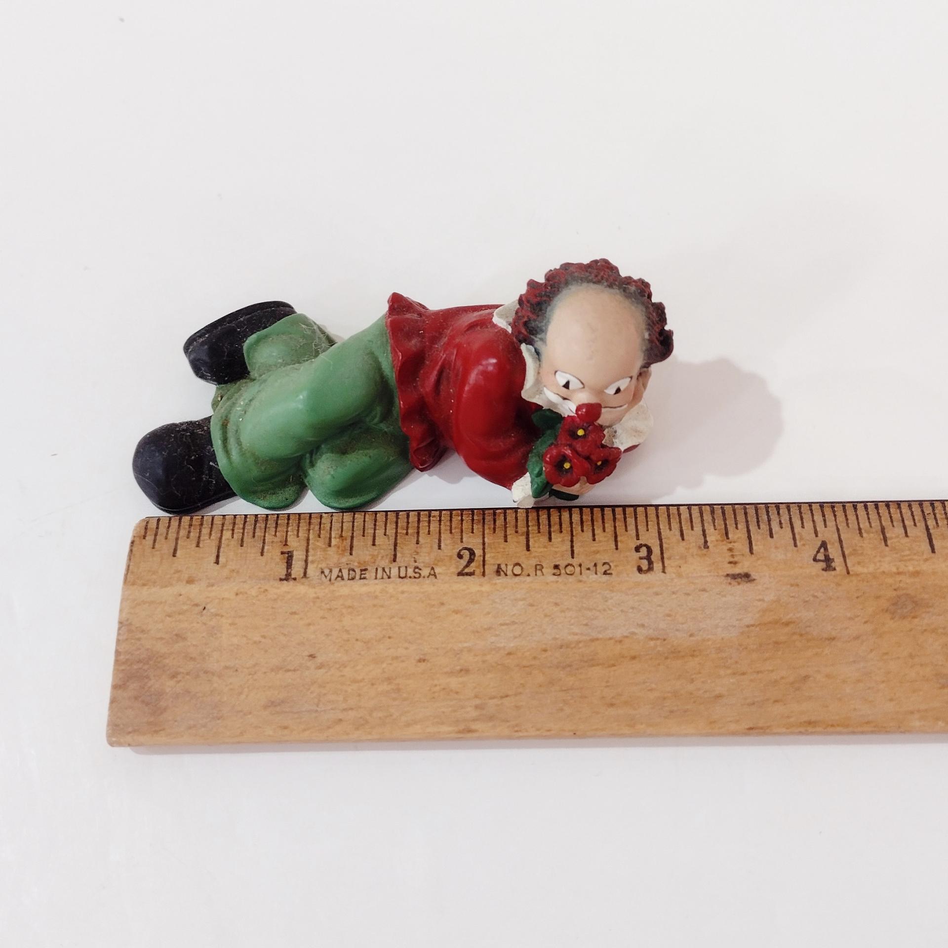 Vintage Gilde Clown Lying Flower Carrier Figurine, German Clown Figure Collectible Art