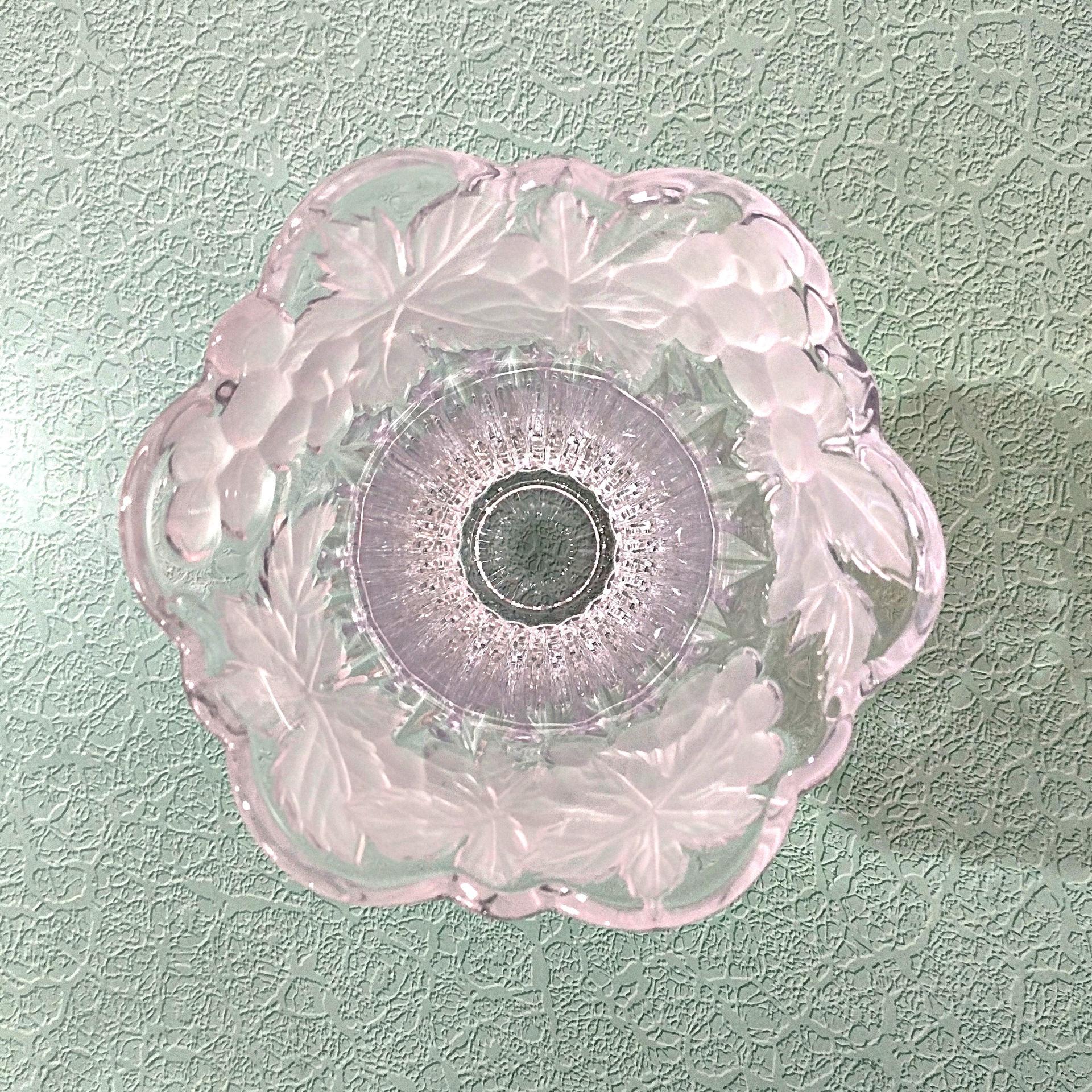 Vintage Crystal 8 Inch Vase With Grapevine Floral Frosted Design
