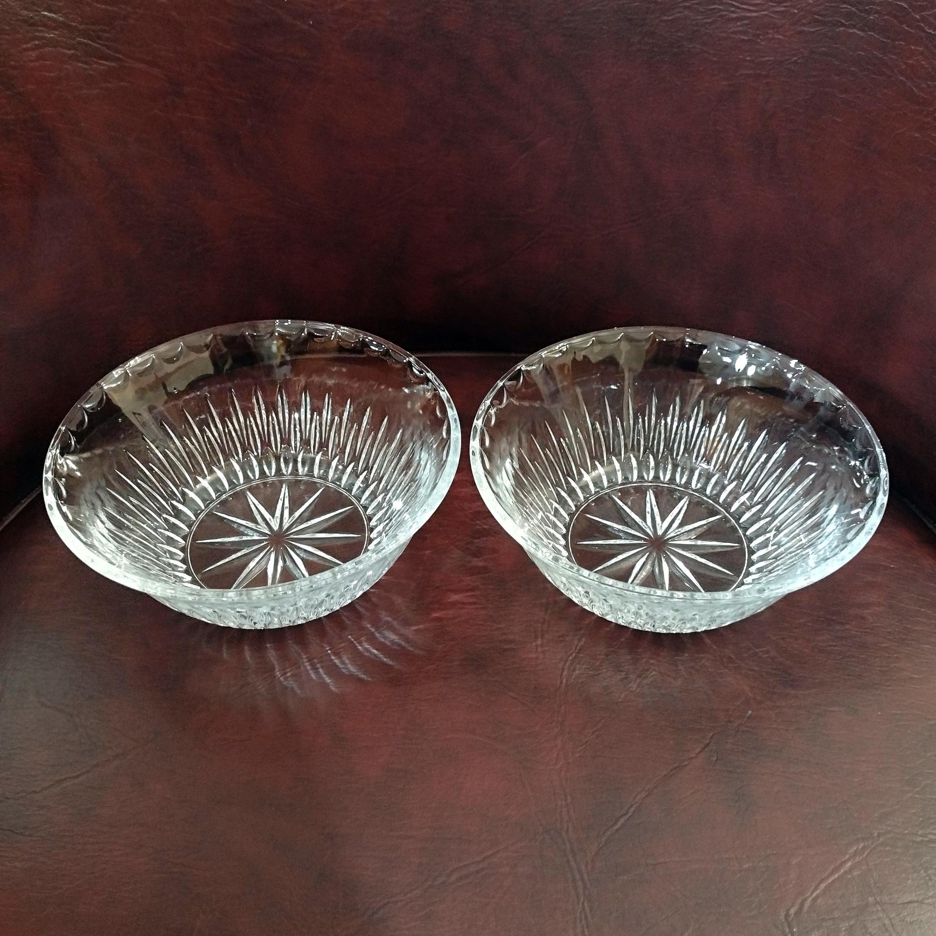 Vintage Princess House Royal Highlights Crystal Salad Dessert Bowls, Set of Two