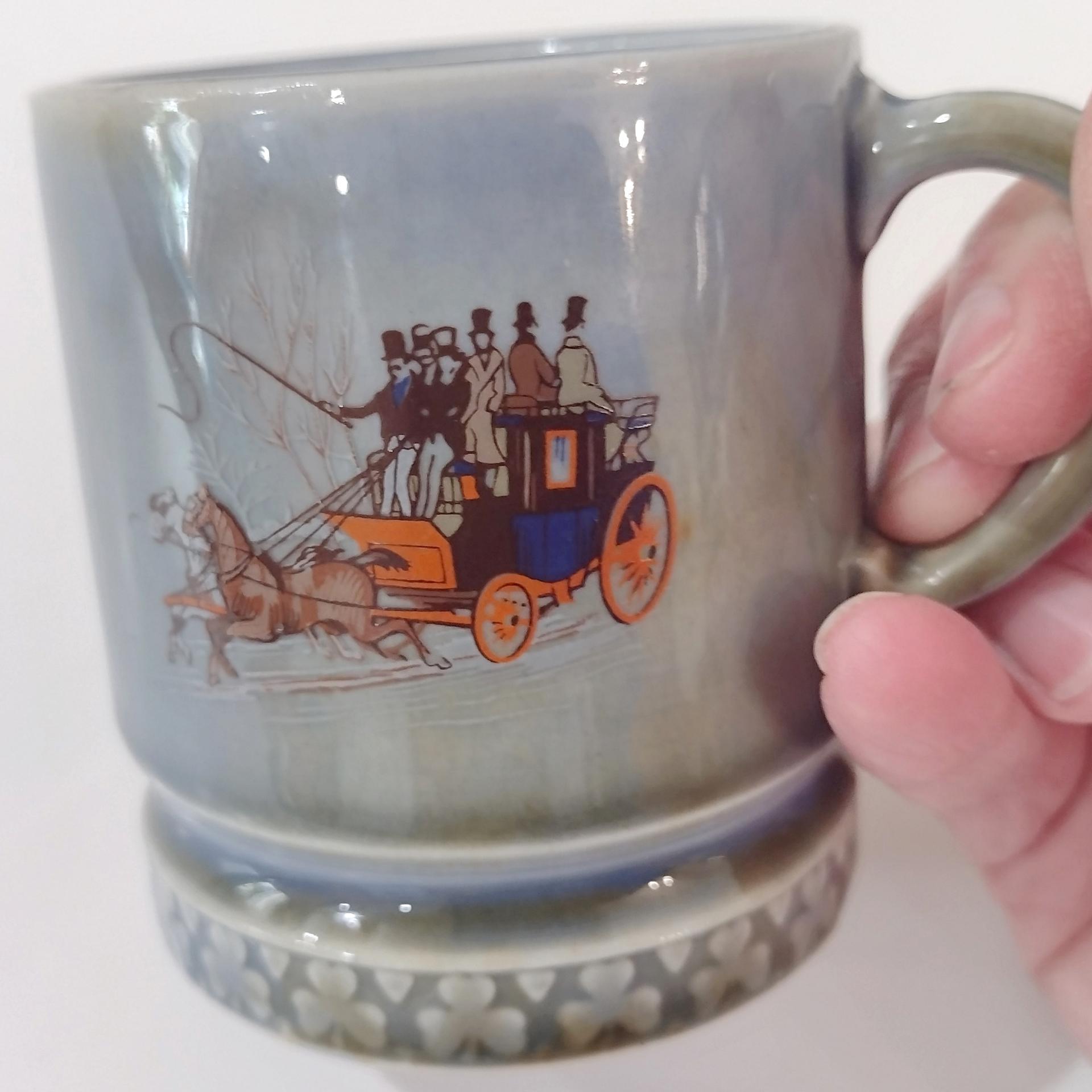 Vintage Wade Irish Porcelain Mini Mug, Ceramic Demitasse Cup, Ireland Stagecoach Mark A