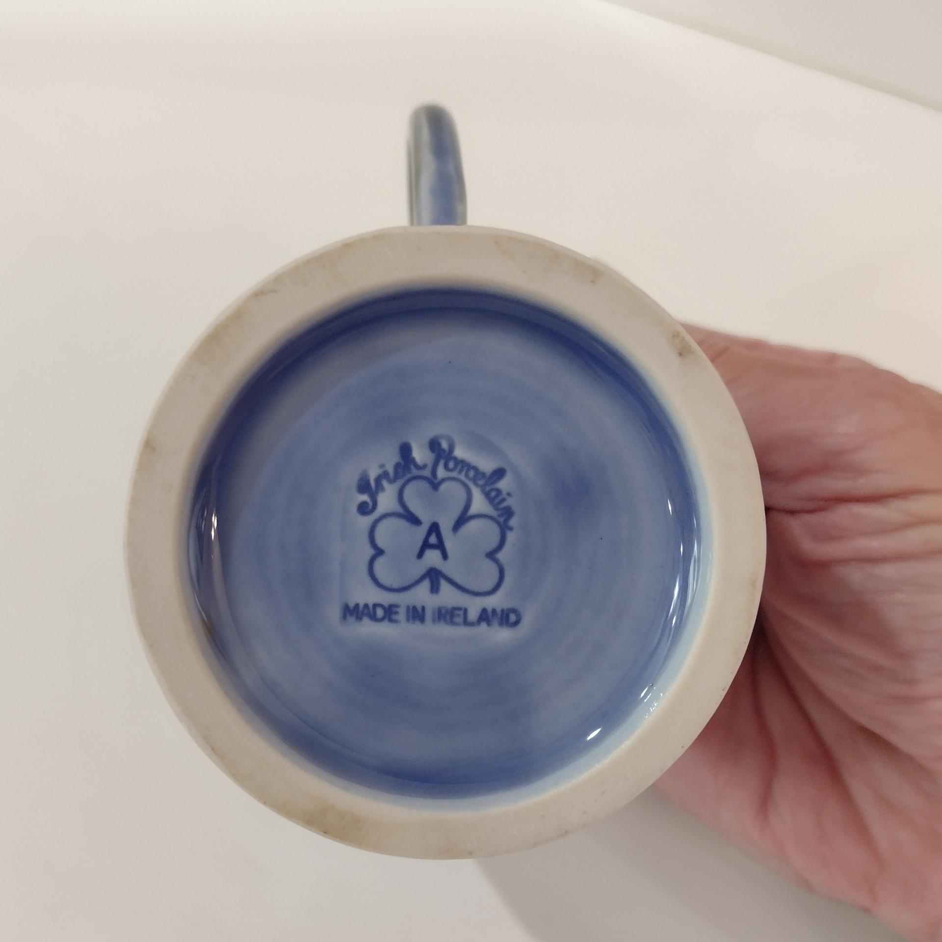 Vintage Wade Irish Porcelain Mini Mug, Ceramic Demitasse Cup, Ireland Stagecoach Mark A