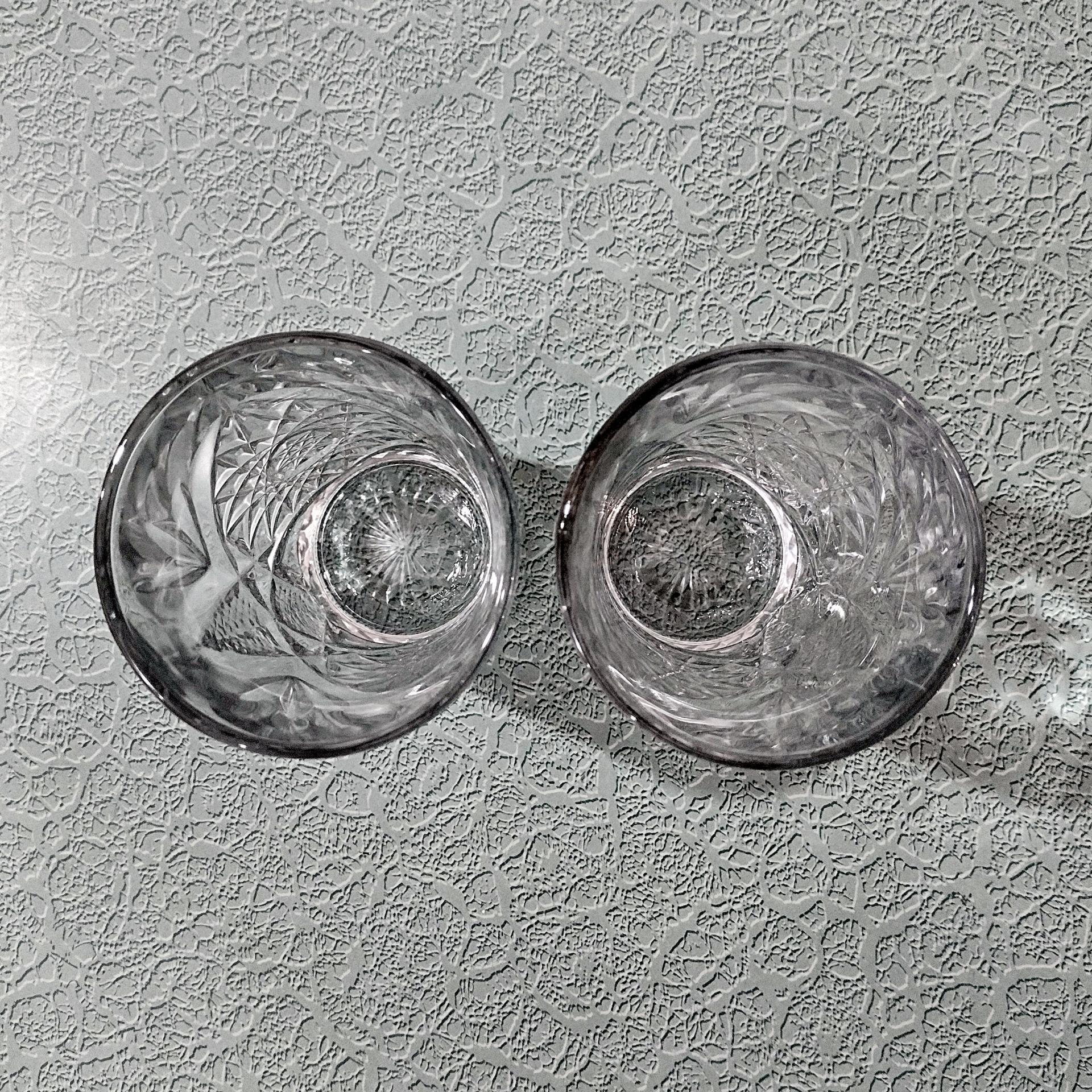 Vintage Libbey Hobstar Cooler Glasses, Heavy 16 Ounce Glass Tumblers, Set of 2
