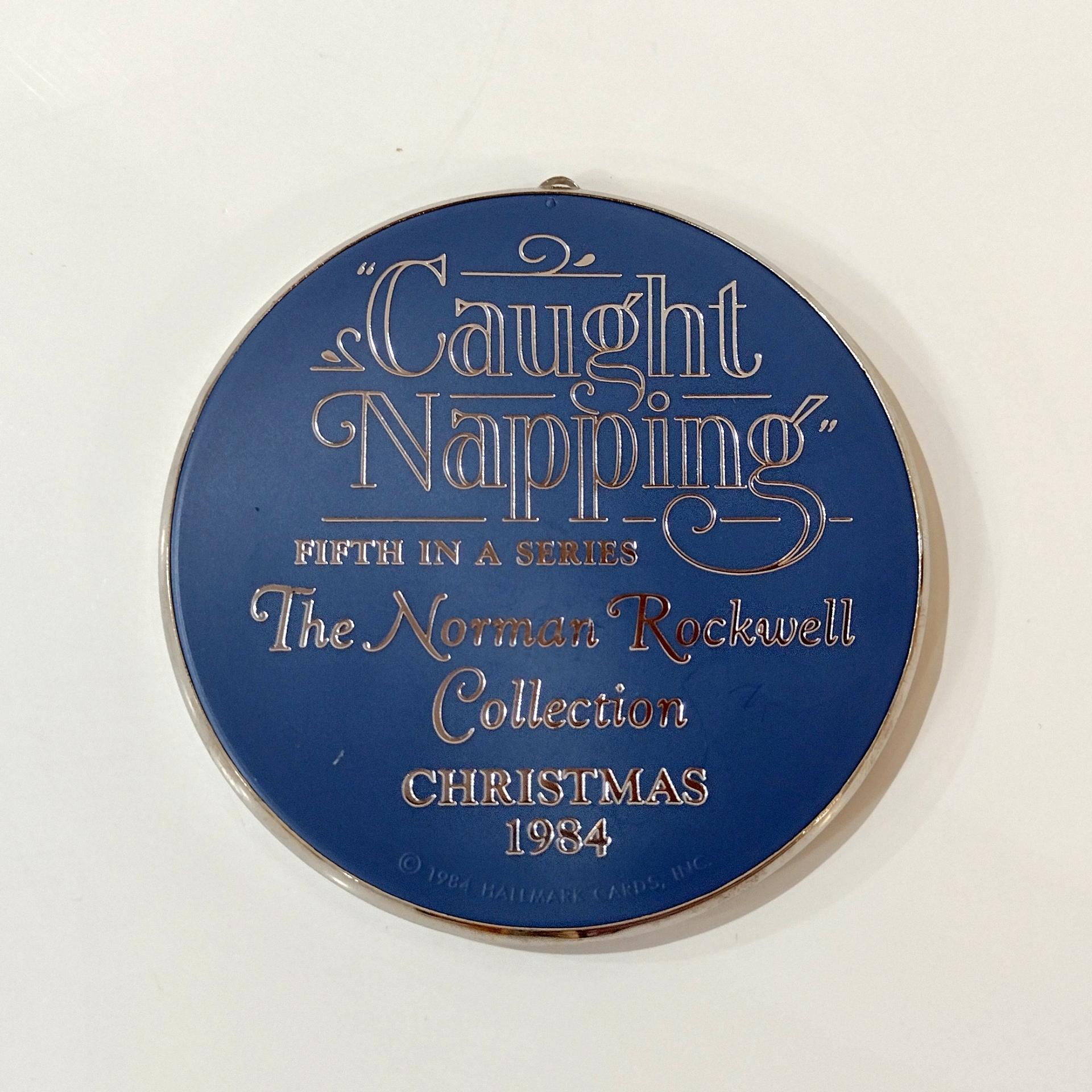 Vintage Hallmark Norman Rockwell Caught Napping 1984 Cameo Christmas Tree Ornament with Original Box