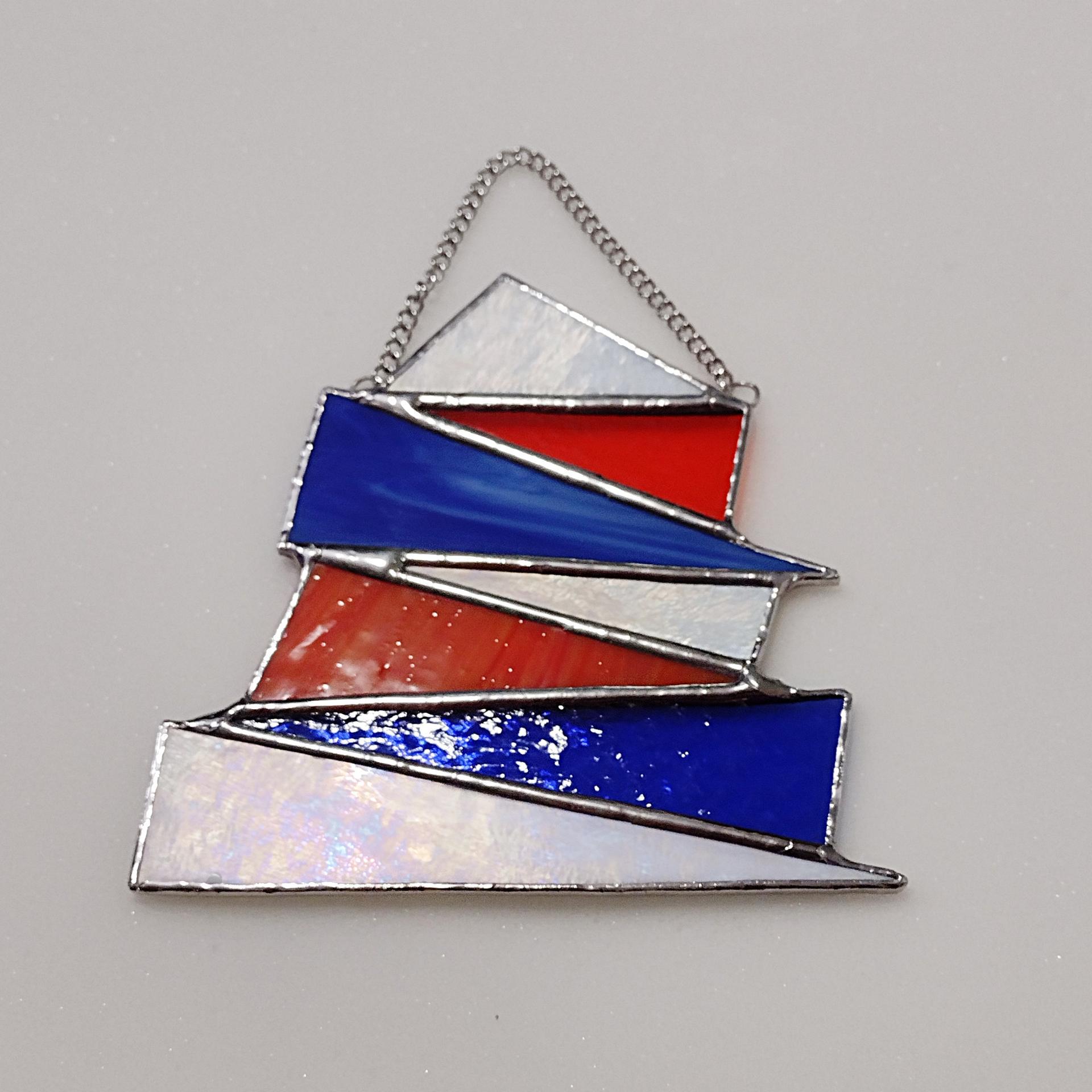 Abstract Geometric Pagoda Stained Glass Suncatcher