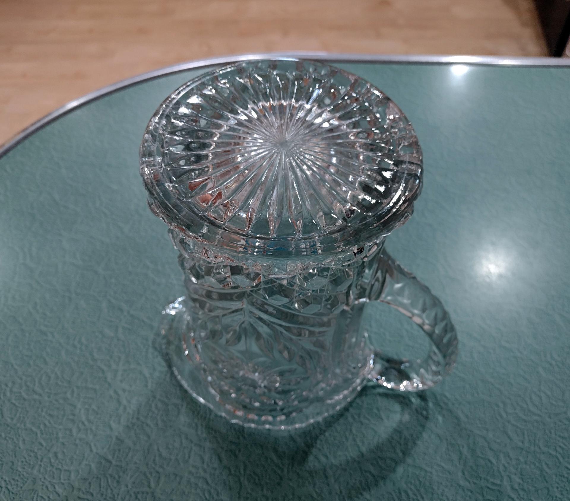 Vintage Clear Pressed Glass Pitcher, Imperial Glass Mayflower 678 Pattern Design, Large 48 Ounce Capacity Pitcher