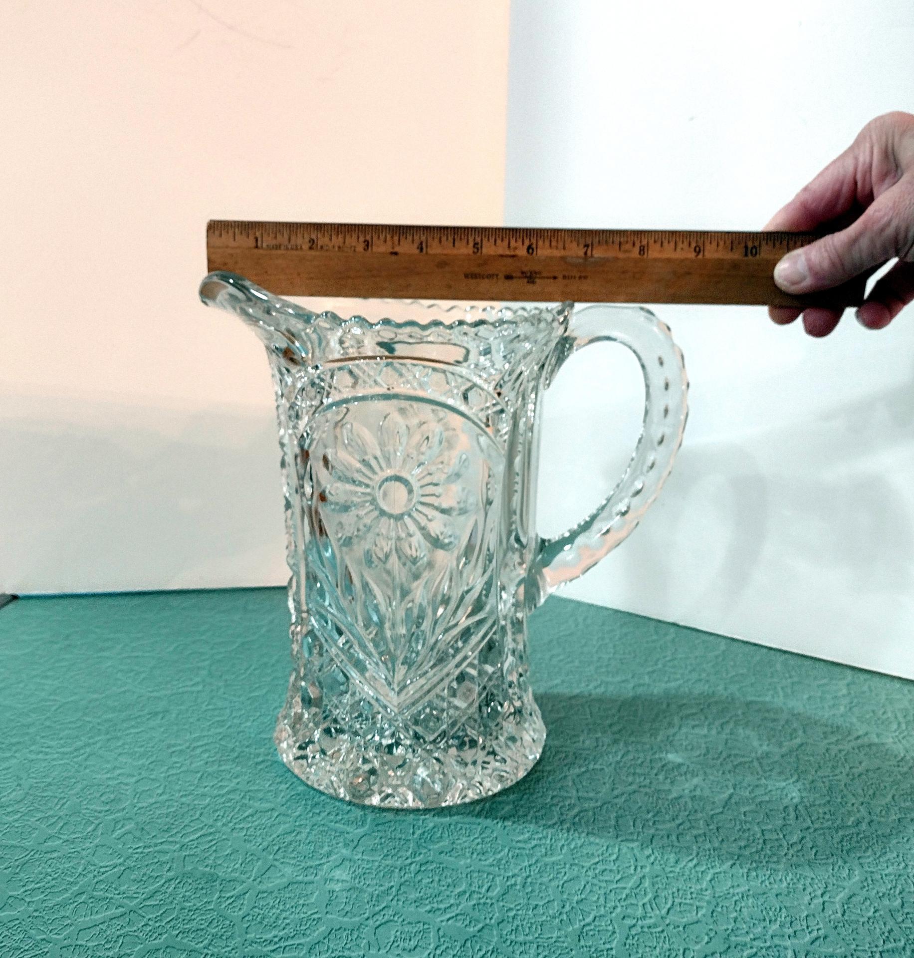 Vintage Clear Pressed Glass Pitcher, Imperial Glass Mayflower 678 Pattern Design, Large 48 Ounce Capacity Pitcher