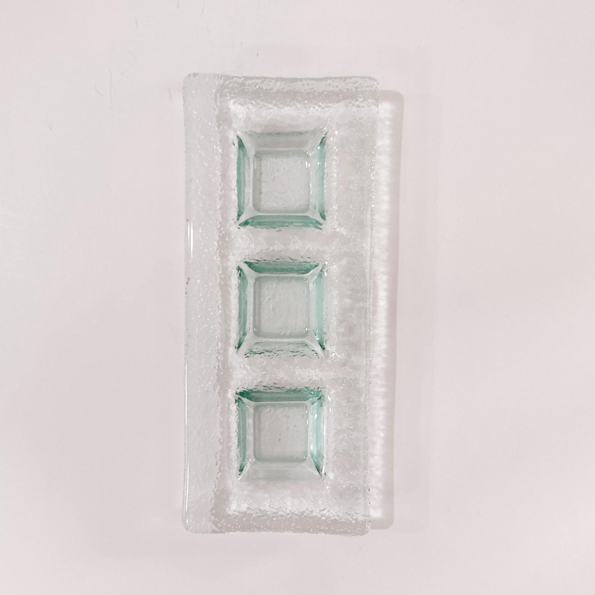 Vintage Recycled Green Glass Three Sectioned Sauce Dish, Sushi Sauce Tray