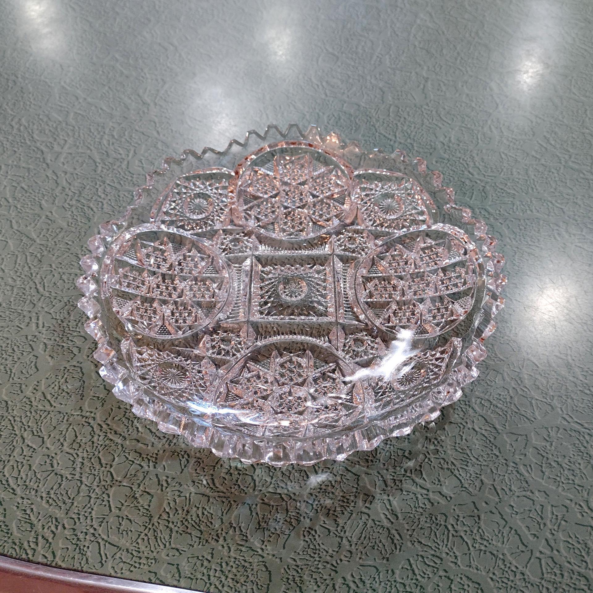 Imperial Glass Nucut Sawtooth Edge Serving Dish, Antique Relish Tray