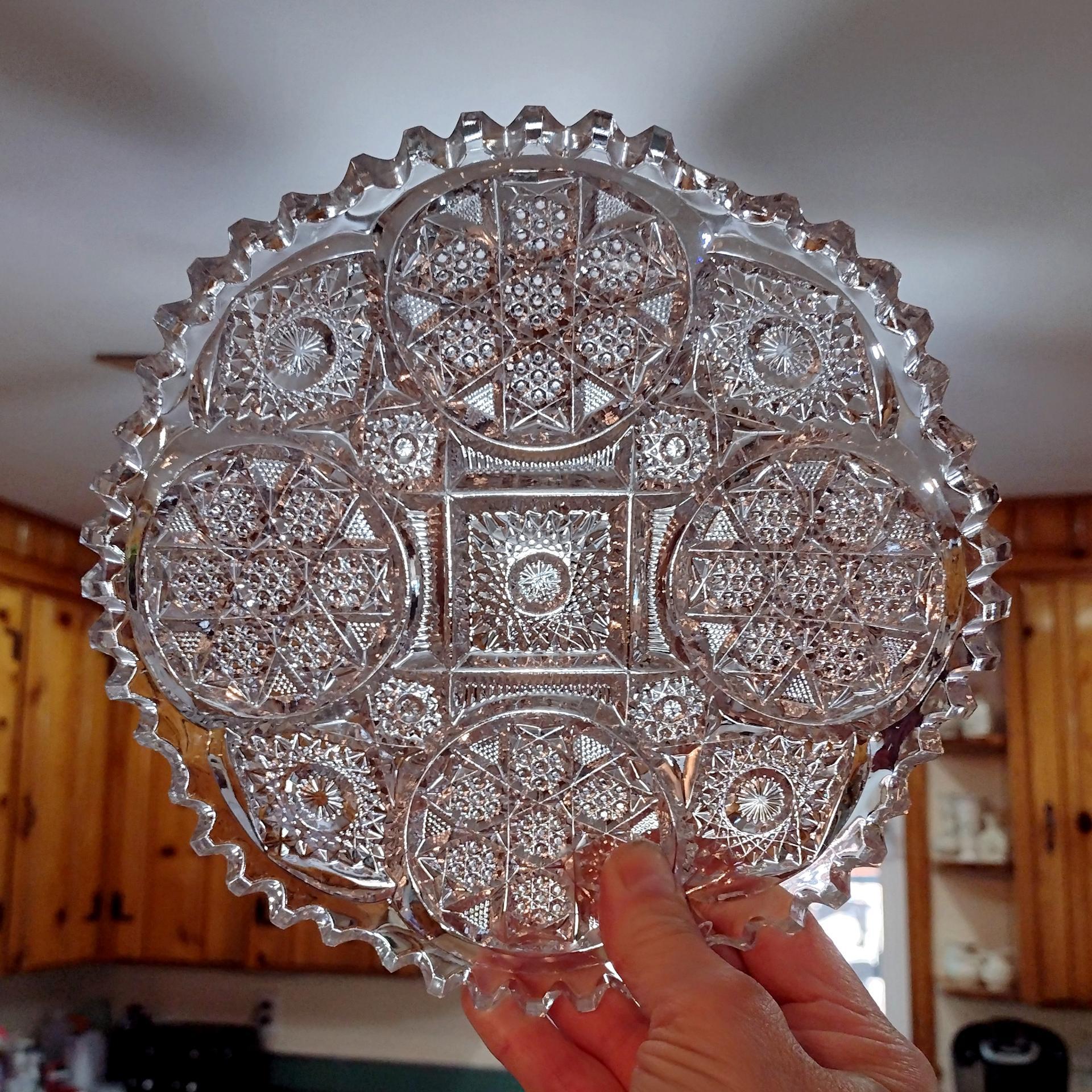 Imperial Glass Nucut Sawtooth Edge Serving Dish, Antique Relish Tray