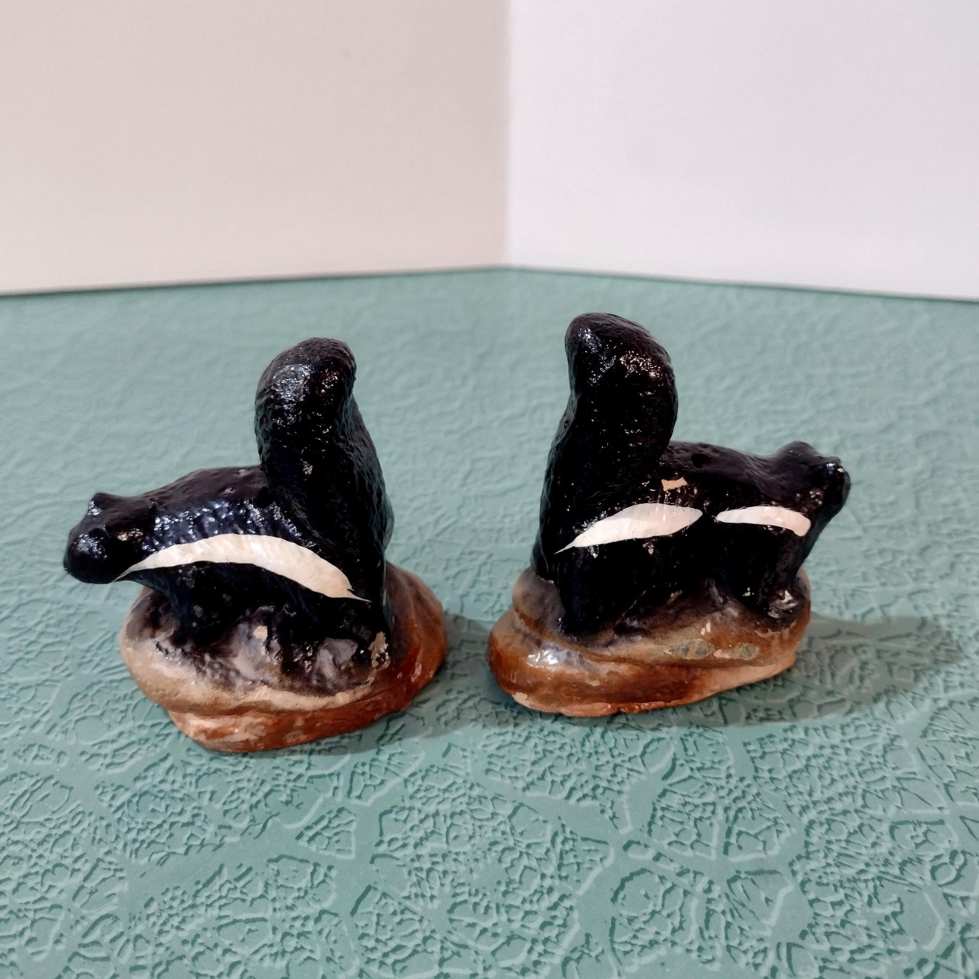 Vintage Ceramic Skunk Salt and Pepper Shaker Set