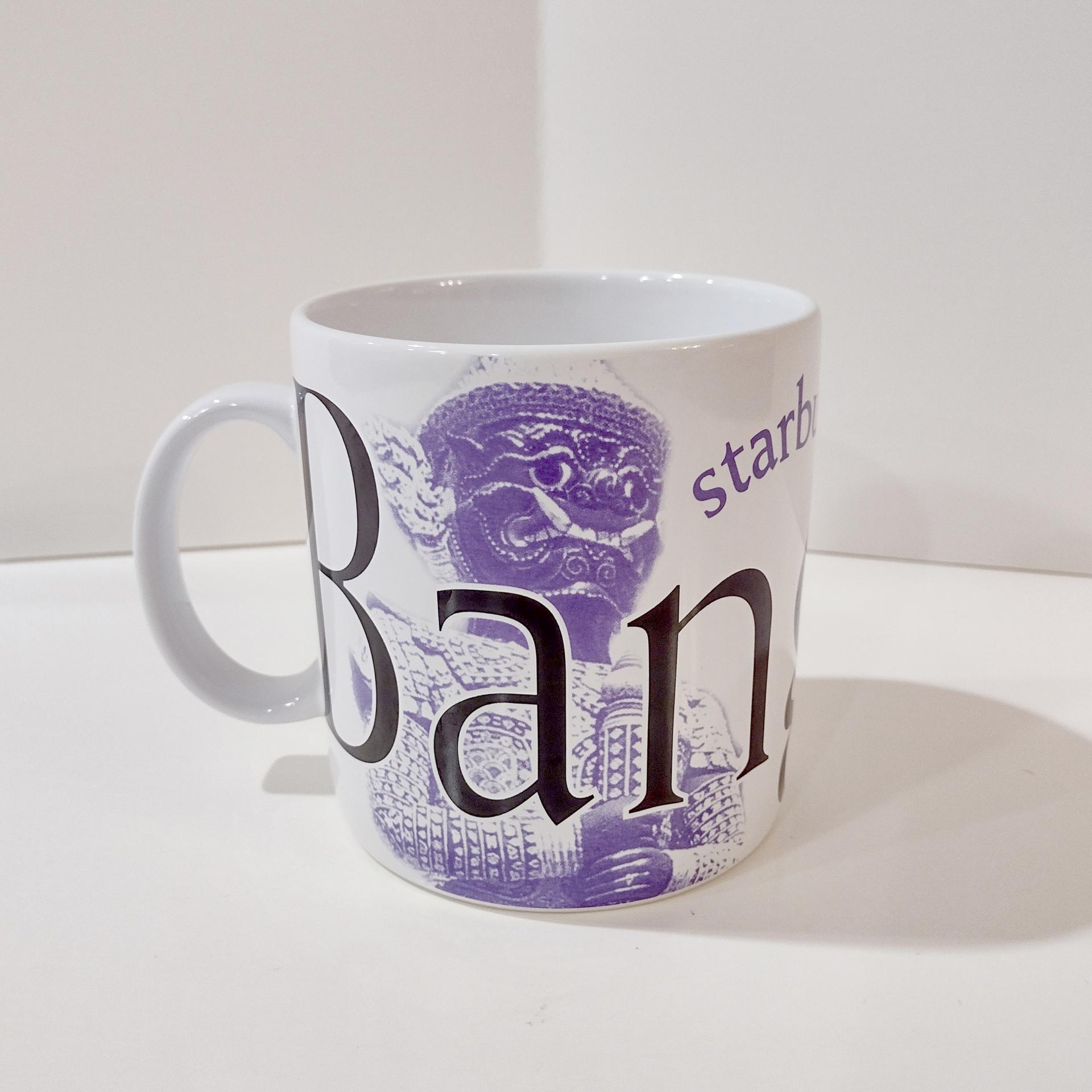 Vintage 2001 Starbucks Bangkok City Mug Collector Series, Thailand Purple and Black Coffee Mug