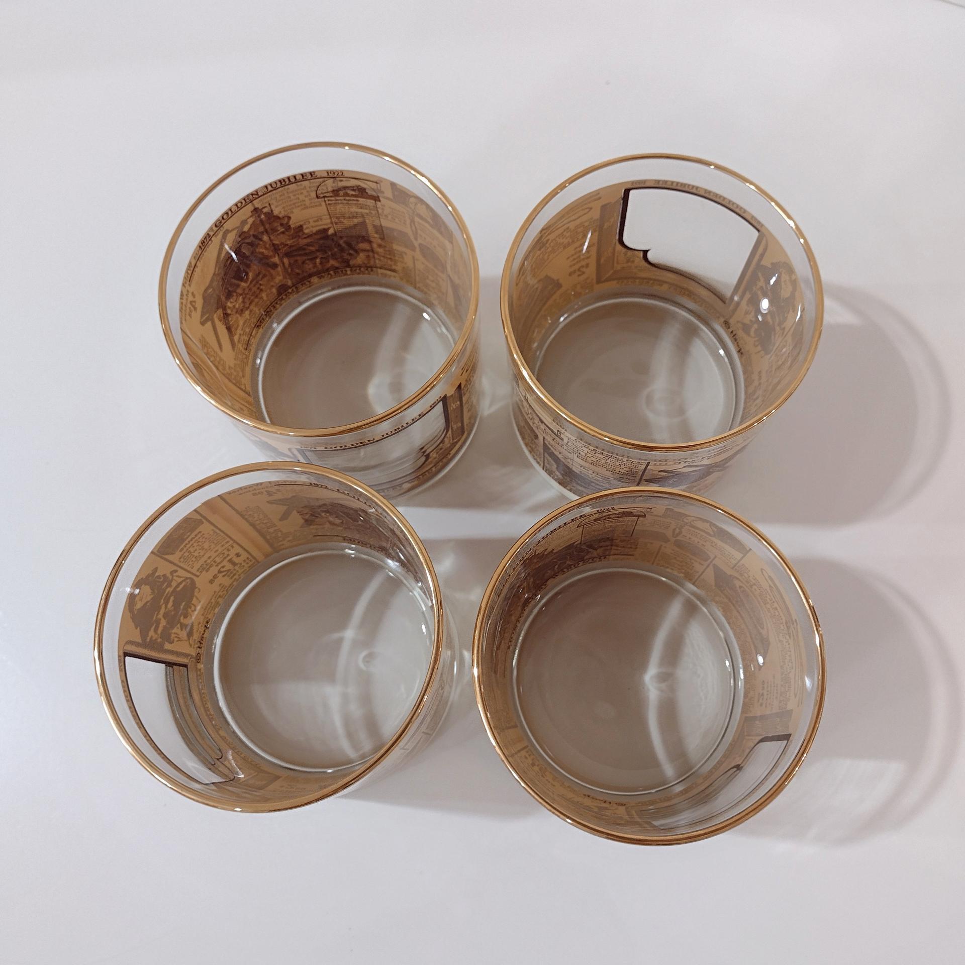 Vintage Montgomery Ward Golden Jubilee 1872-1922 Catalog Whiskey Lowball Rocks Glasses, Houze Art Glasses