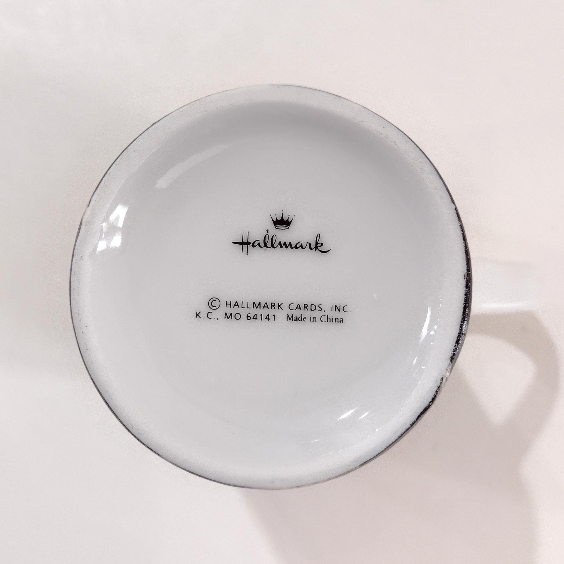 Vintage Hallmark White Rose Coffee Tea Ceramic Mugs, Set of Two