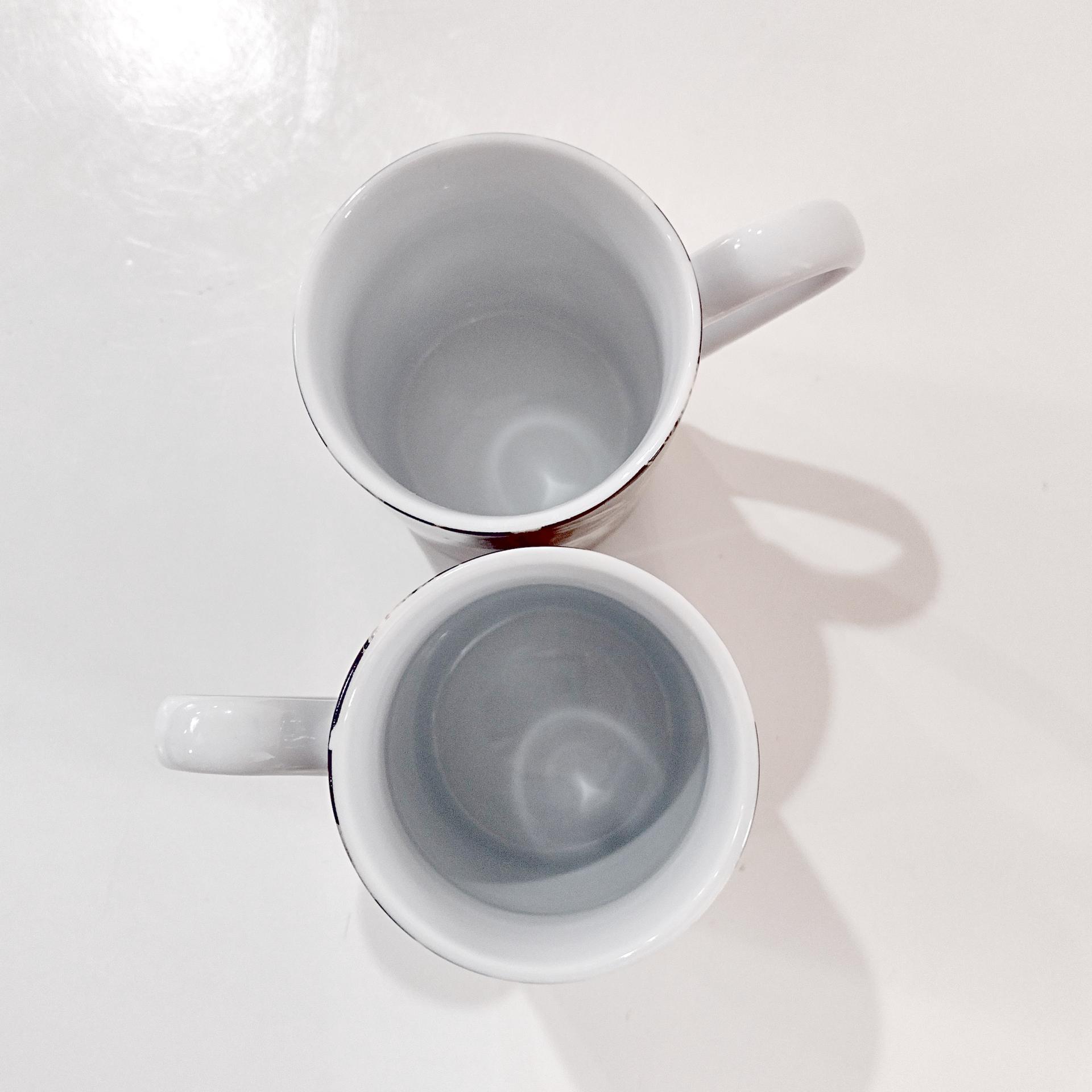 Vintage Hallmark White Rose Coffee Tea Ceramic Mugs, Set of Two