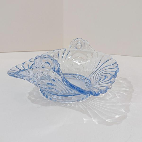 Vintage Cambridge Glass Caprice Moonlight Blue Candy Bon Bon Dish, Light Blue Square Basket Bowl