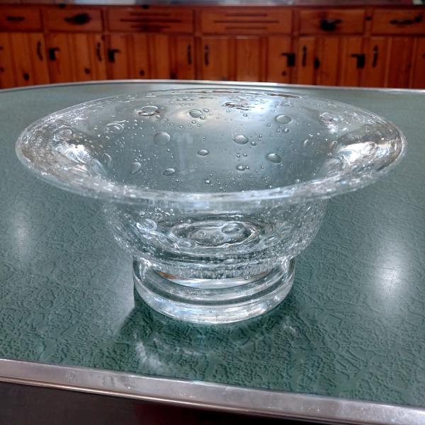 Vintage Hand Blown Bullicante Glass Bowl, Centerpiece Bowl, Fruit Bowl, Floating Flower Bowl