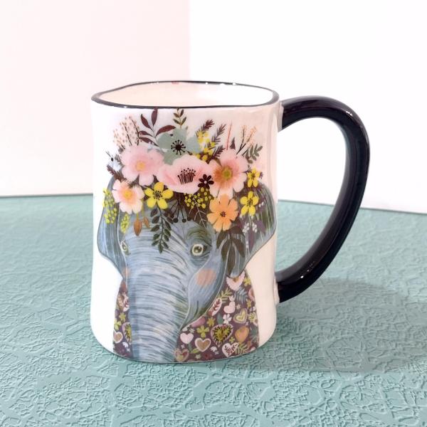 Vintage Signature Dining Floral Elephant Ceramic Coffee Tea Mug