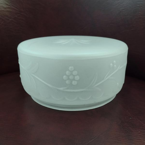 Vintage Milk Glass Shallow Drum Ceiling Light Cover with Raised Floral Design