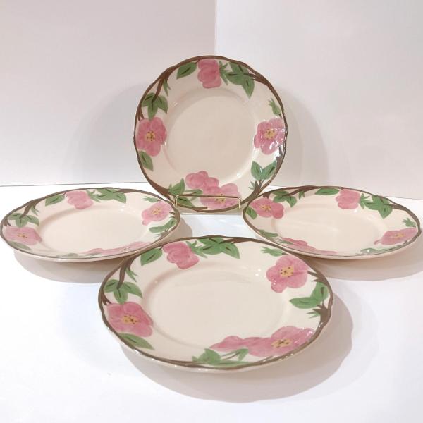 Vintage Franciscan Desert Rose Salad Dessert Plates, Set of Four