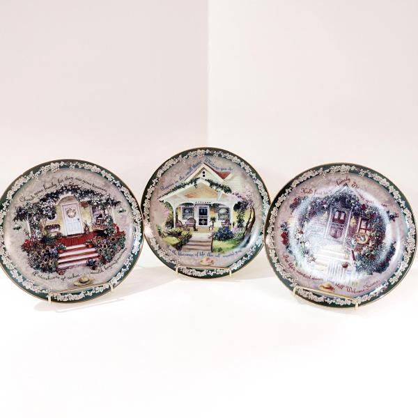 Vintage Bradford Exchange Welcome Home Series Collectible Plates, Set of 3, Hold Fast to Your Family, Cherish Your Family, Rejoice in the Small Things