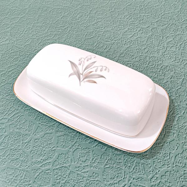 Vintage Kaysons Fine China Golden Rhapsody Covered Butter Dish, 1960's Japanese Porcelain Butter Plate