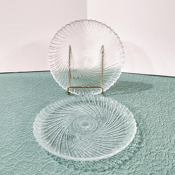 Vintage Arcoroc Seabreeze Clear Glass Dessert Salad Plates, Set of Two