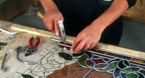 Soldering a Copper Foiled Stained Glass Panel 
