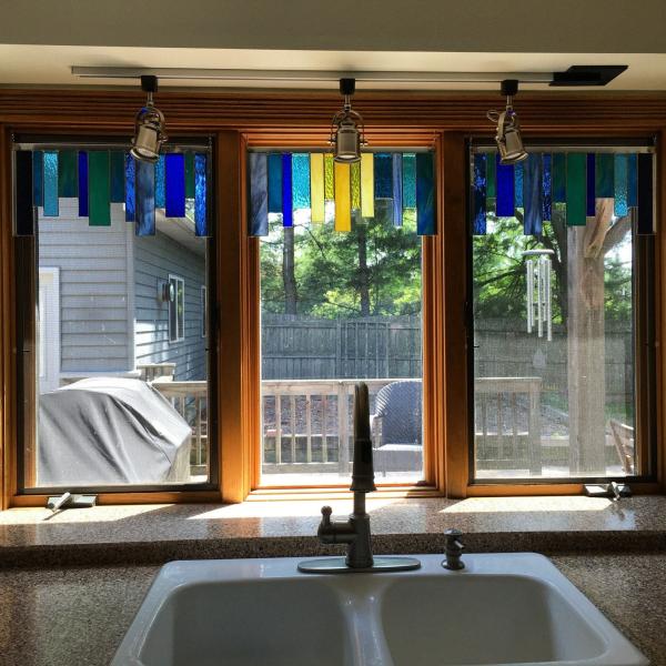 Set of Three Stained Glass Valences